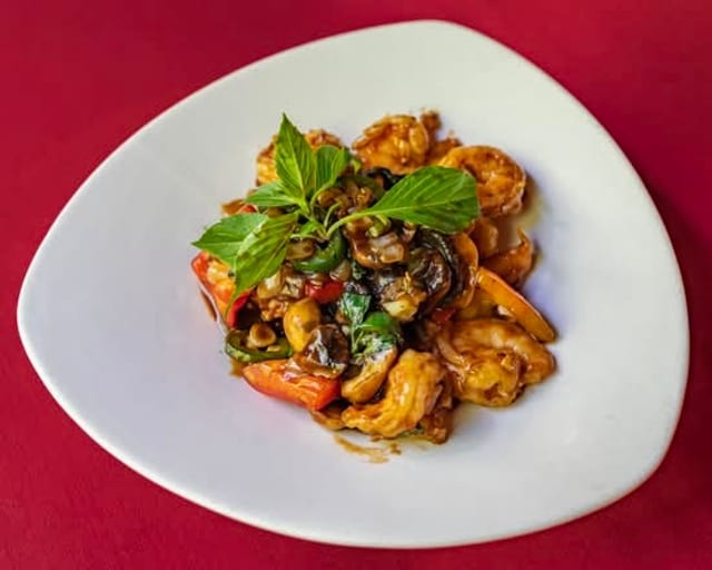 Thai Pepper Basil Shrimp.