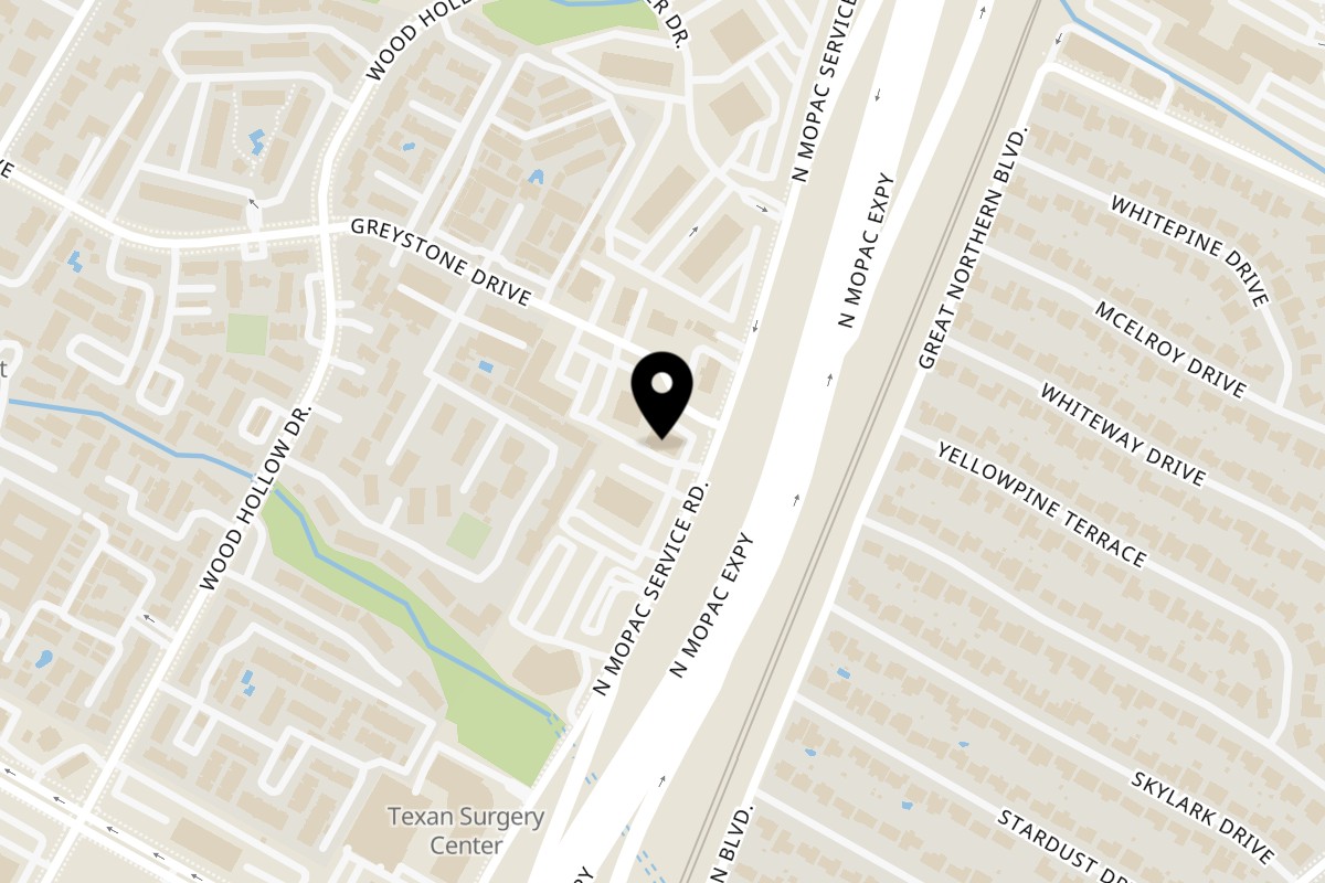 Map showing the location of Chinatown North on 3407 Greystone Drive in Austin